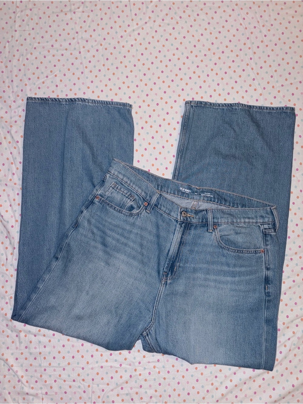 Old Navy Baggy Wide Leg Jeans Medium Wash Blue Size 14 NWOT